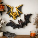 Origami bat papercraft wall art