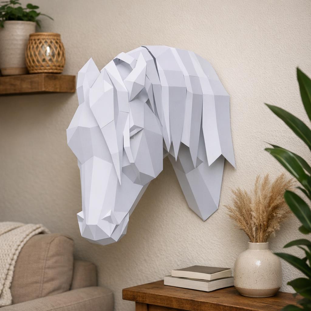Papercraft de cheval arabe en origami 3D