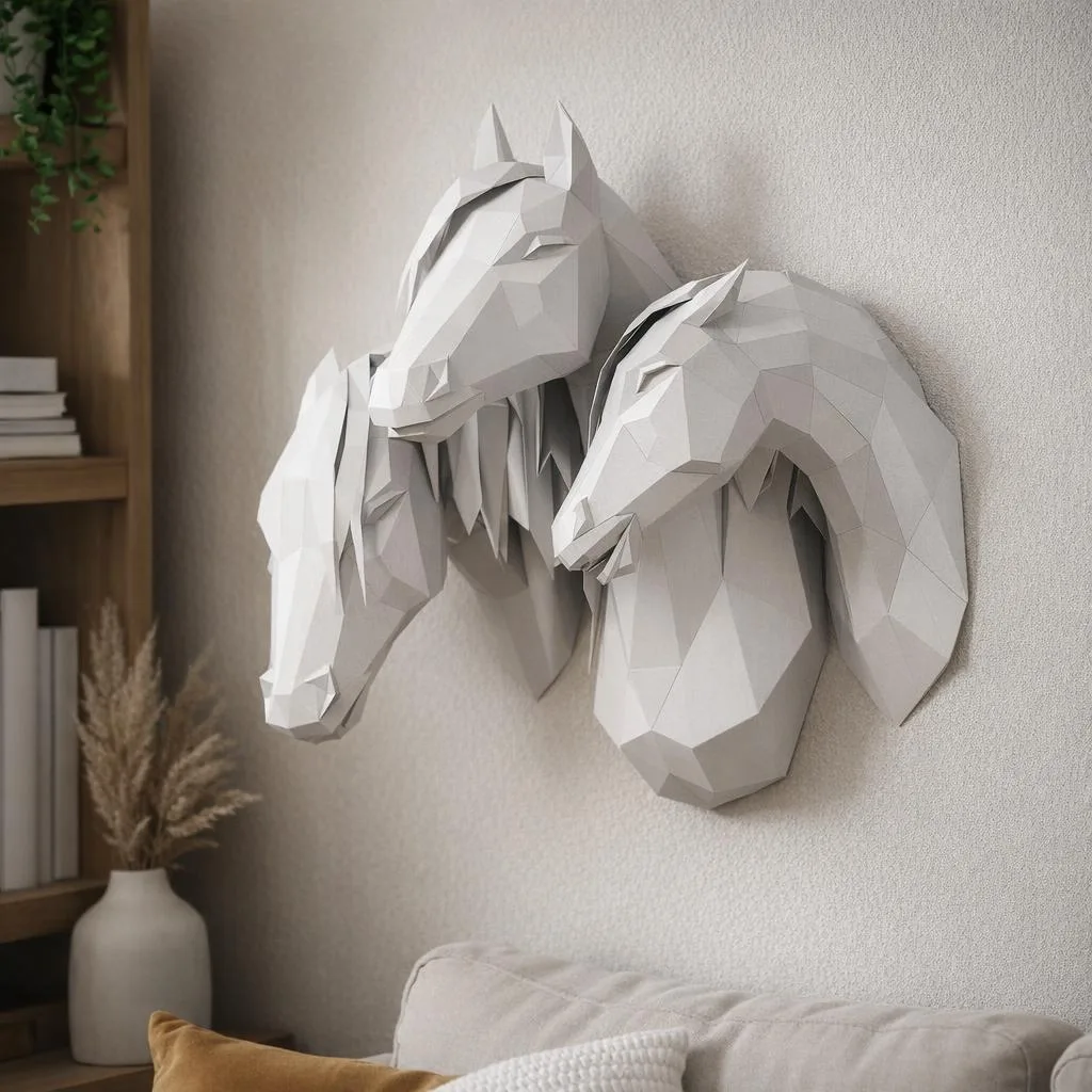 Arabian horse papercraft in 3D origami