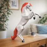 Papercraft de cheval cabré en origami