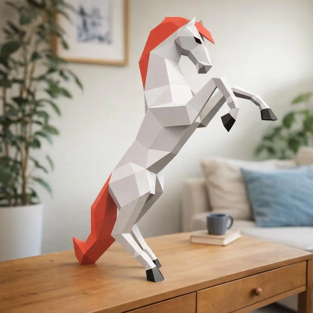 Papercraft cabeça de dinossauro T‑Rex Tyrannosaurus em origami 3D de papel