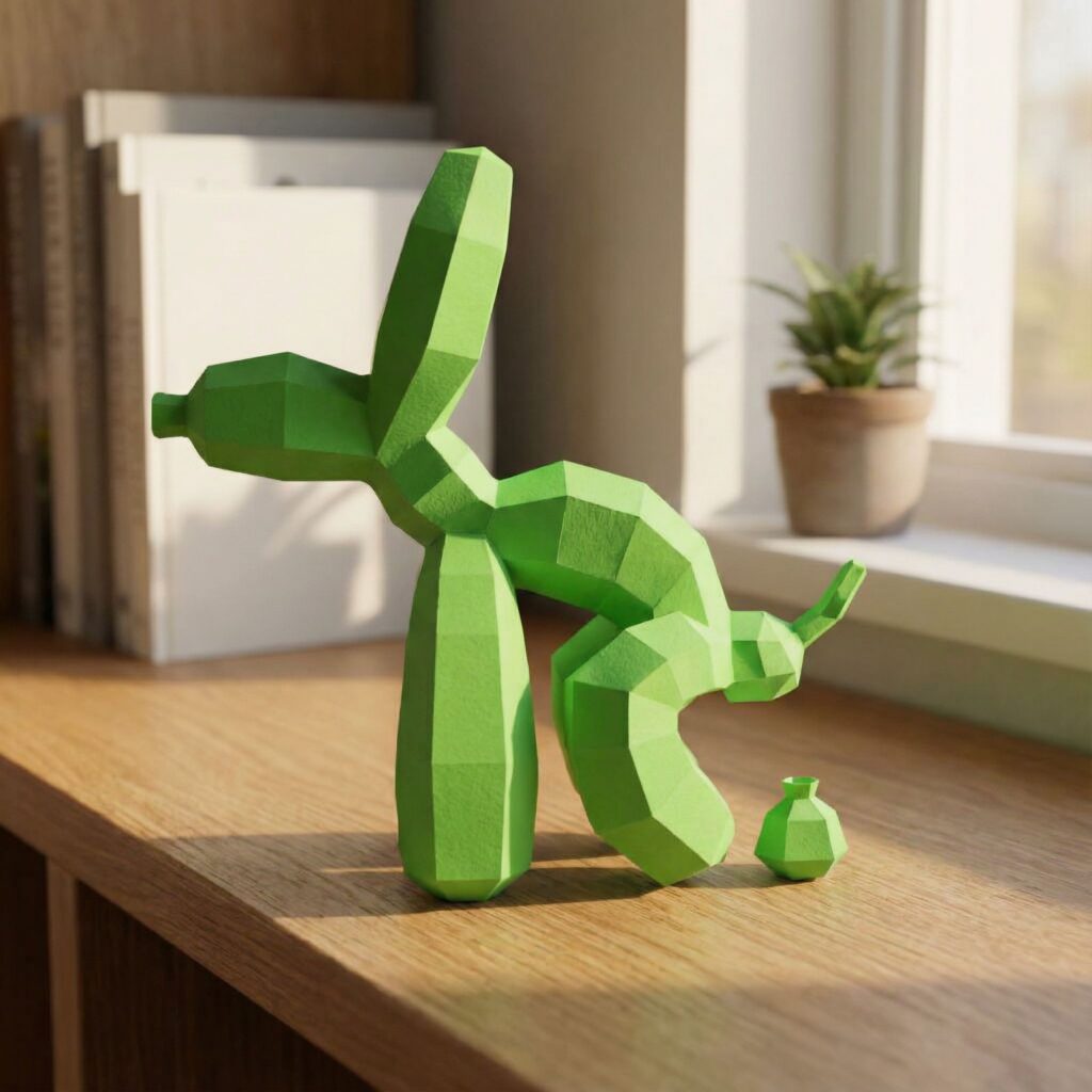 Papercraft de chien ballon en origami 3D
