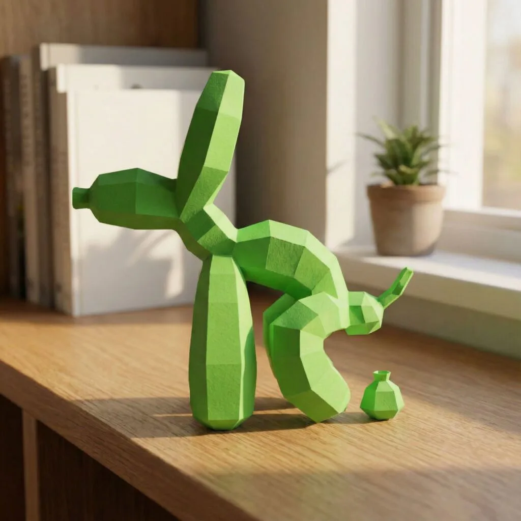 Papercraft de porquinho com laço em origami 3D
