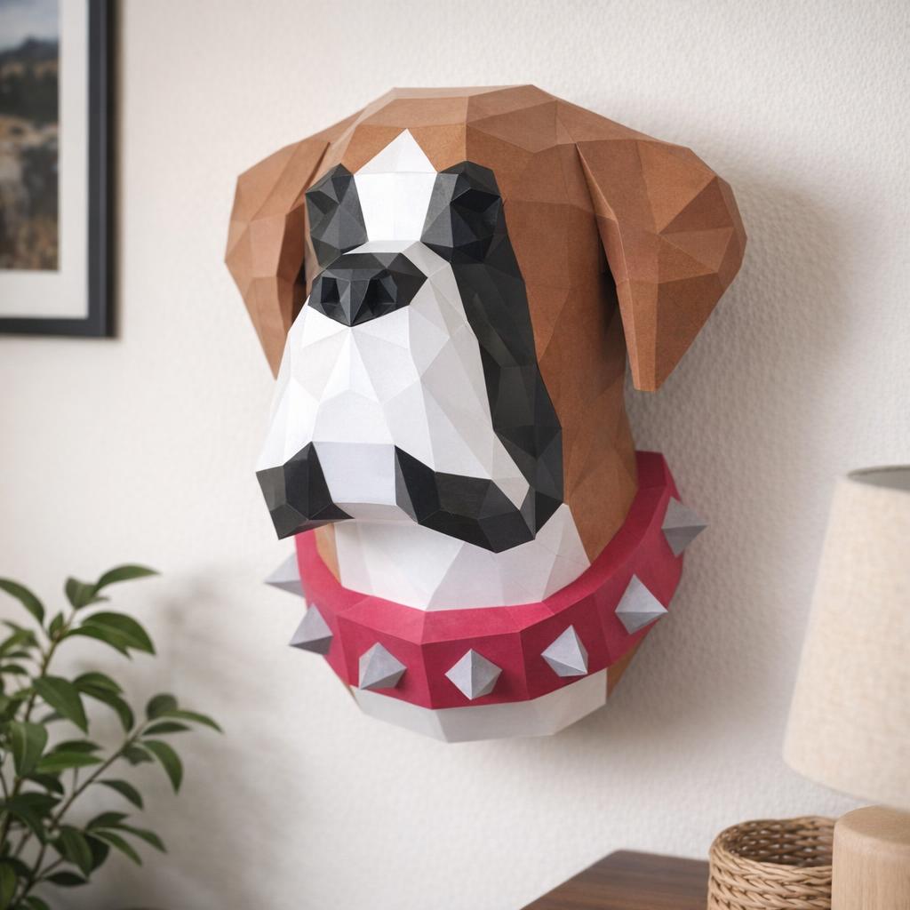Papercraft de chien boxer en origami