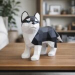 Papercraft de chiot Husky en origami