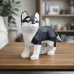 Papercraft de filhote de Husky em origami
