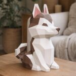 Papercraft de cachorro husky en origami 3D