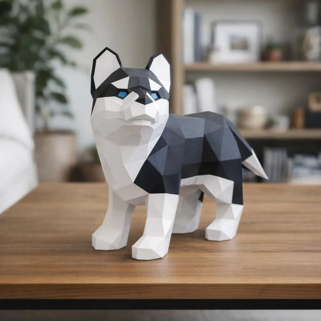 Papercraft de coruja no galho em origami 3D