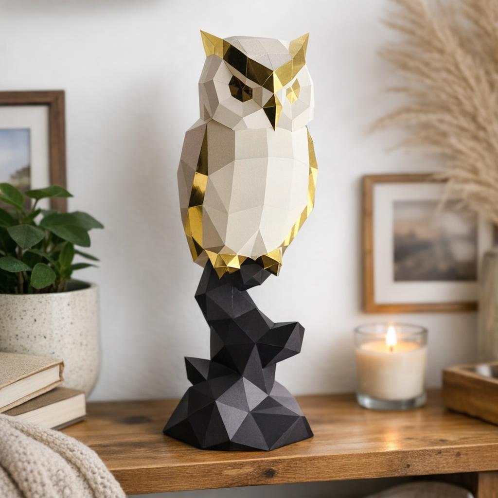 Papercraft of owl in 3D origami