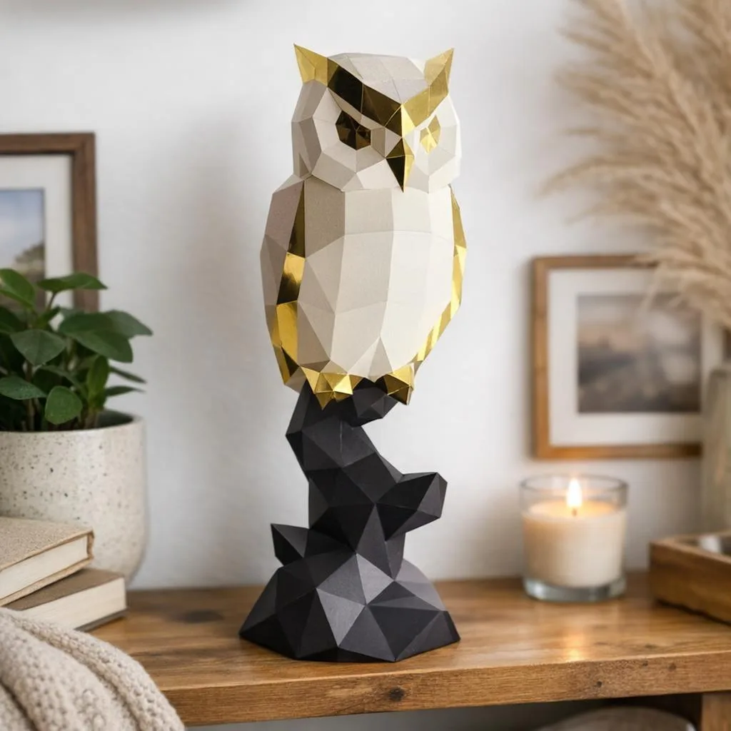 Papercraft de chouette en origami 3D