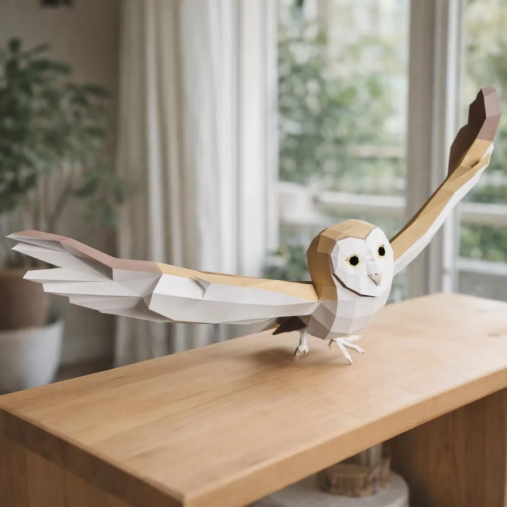 Fliegende Eule als Origami‑3D‑Papercraft
