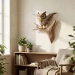 Papercraft di gufo su ramo in origami 3D