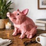 Papercraft de cochon assis en origami 3D