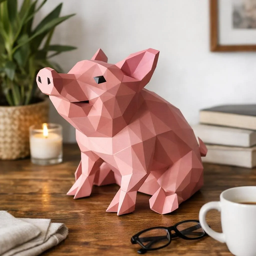 Papercraft Kängurukopf als 3D-Origami