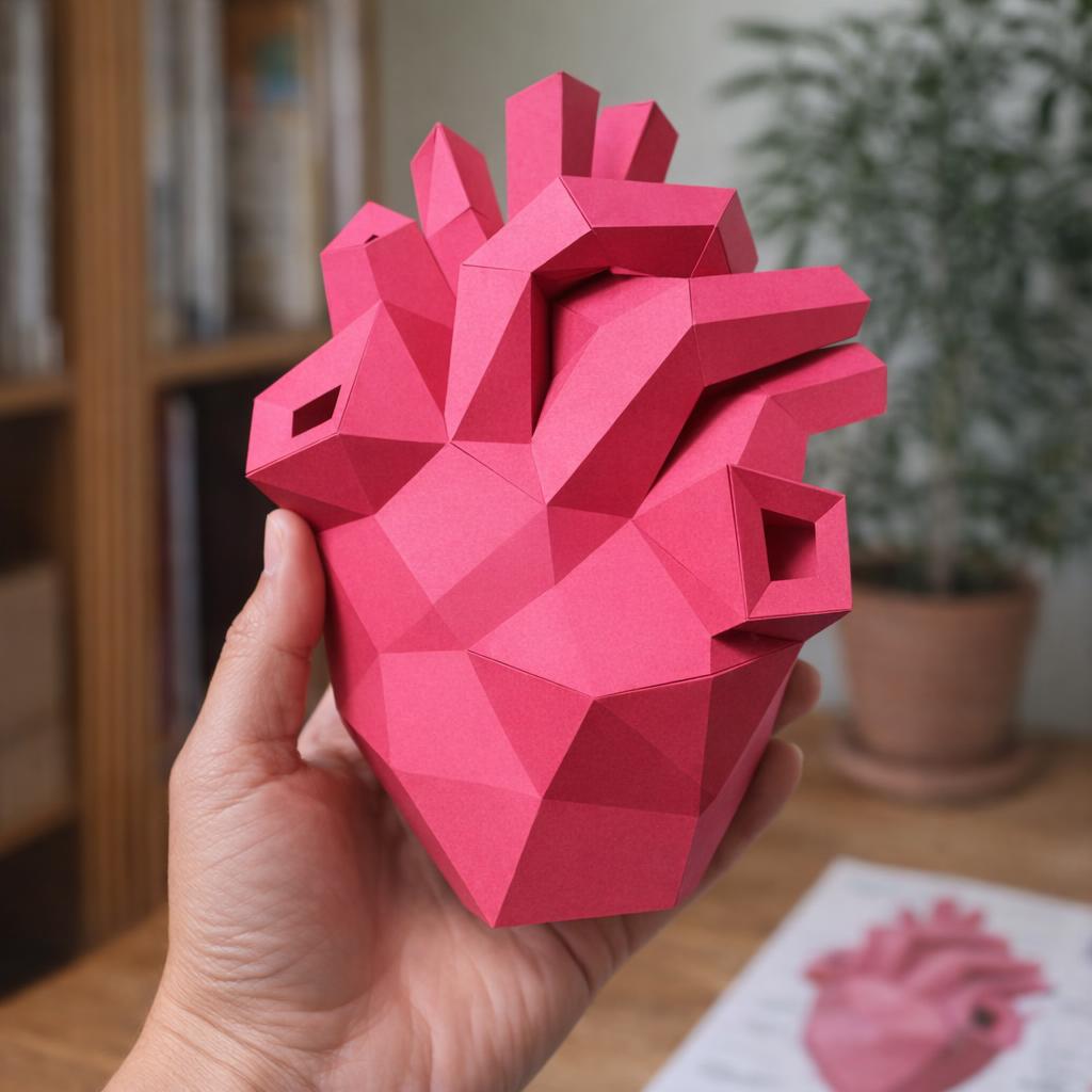 Anatomisches Herz als 3D-Origami-Papercraft