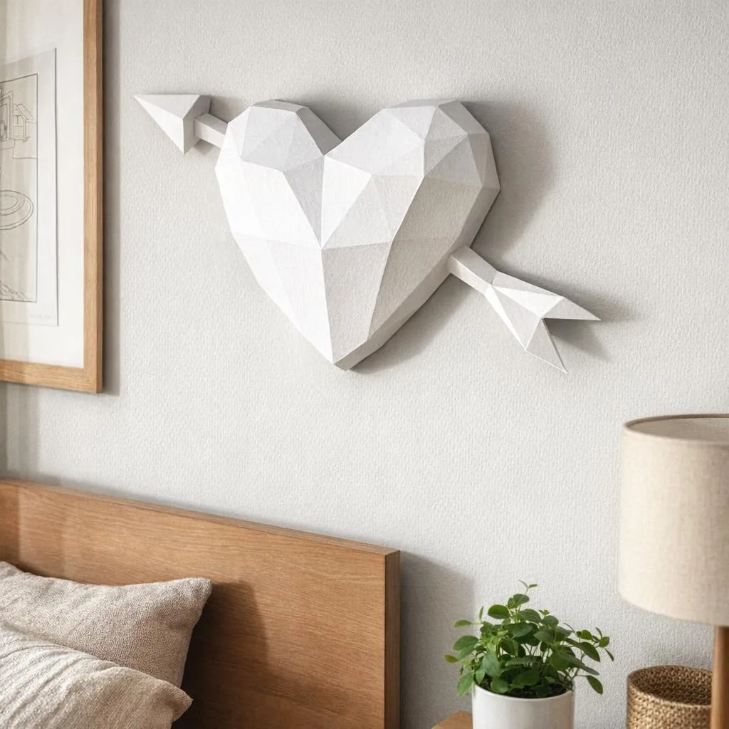 Wand-Papercraft Herz Cupidon aus 3D-Origami
