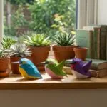 Minimalistische kolibrie papercraft 3D, weergave 2