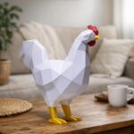 Papercraft de coq en origami 3D