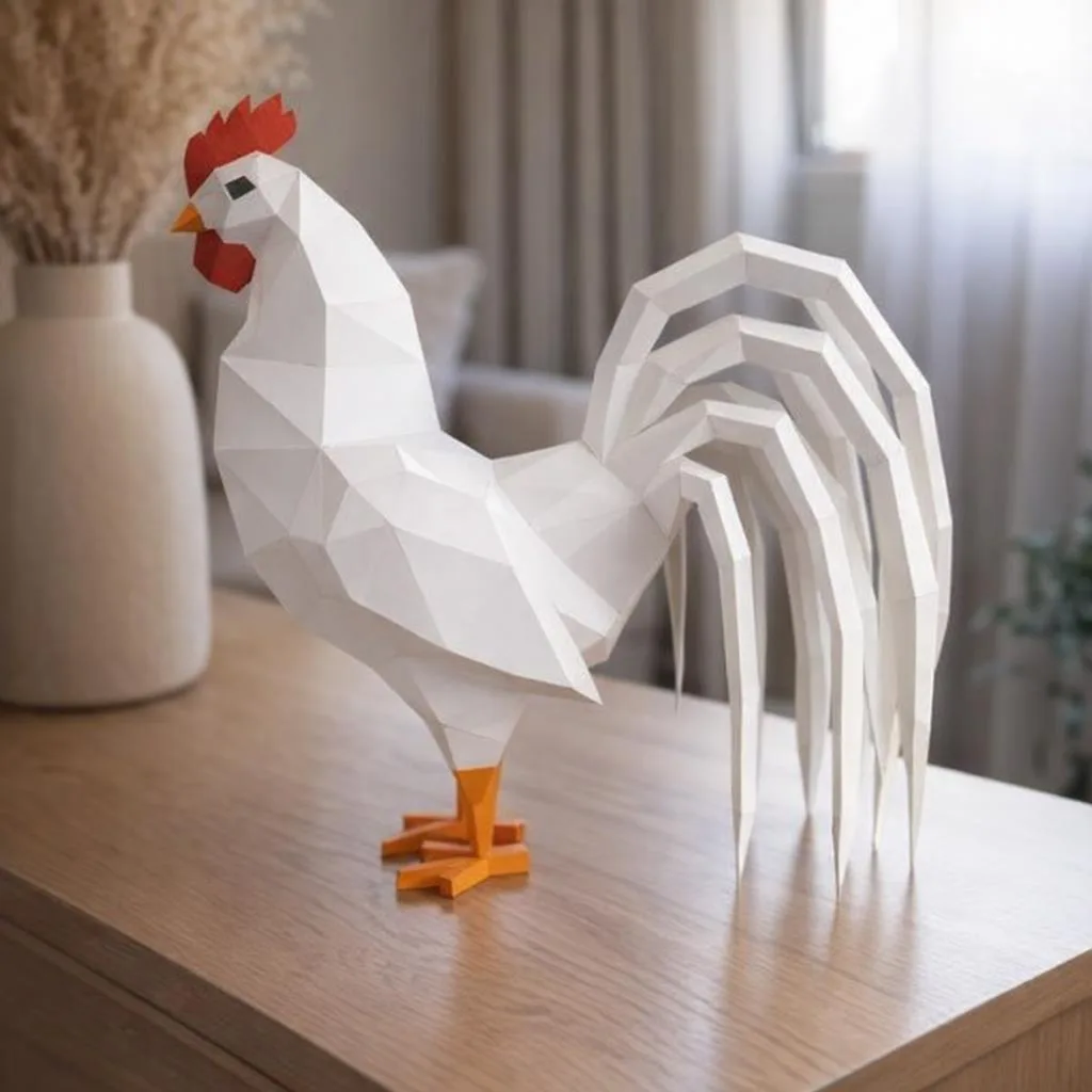 Origami-Papercraft Hahn
