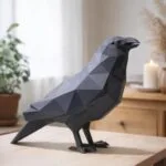 Origami kraai in 3D-papercraft, weergave 2