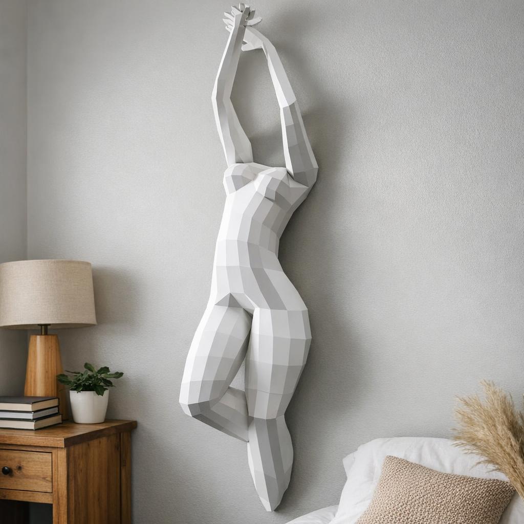 Papercraft de corps de femme murale en origami 3D
