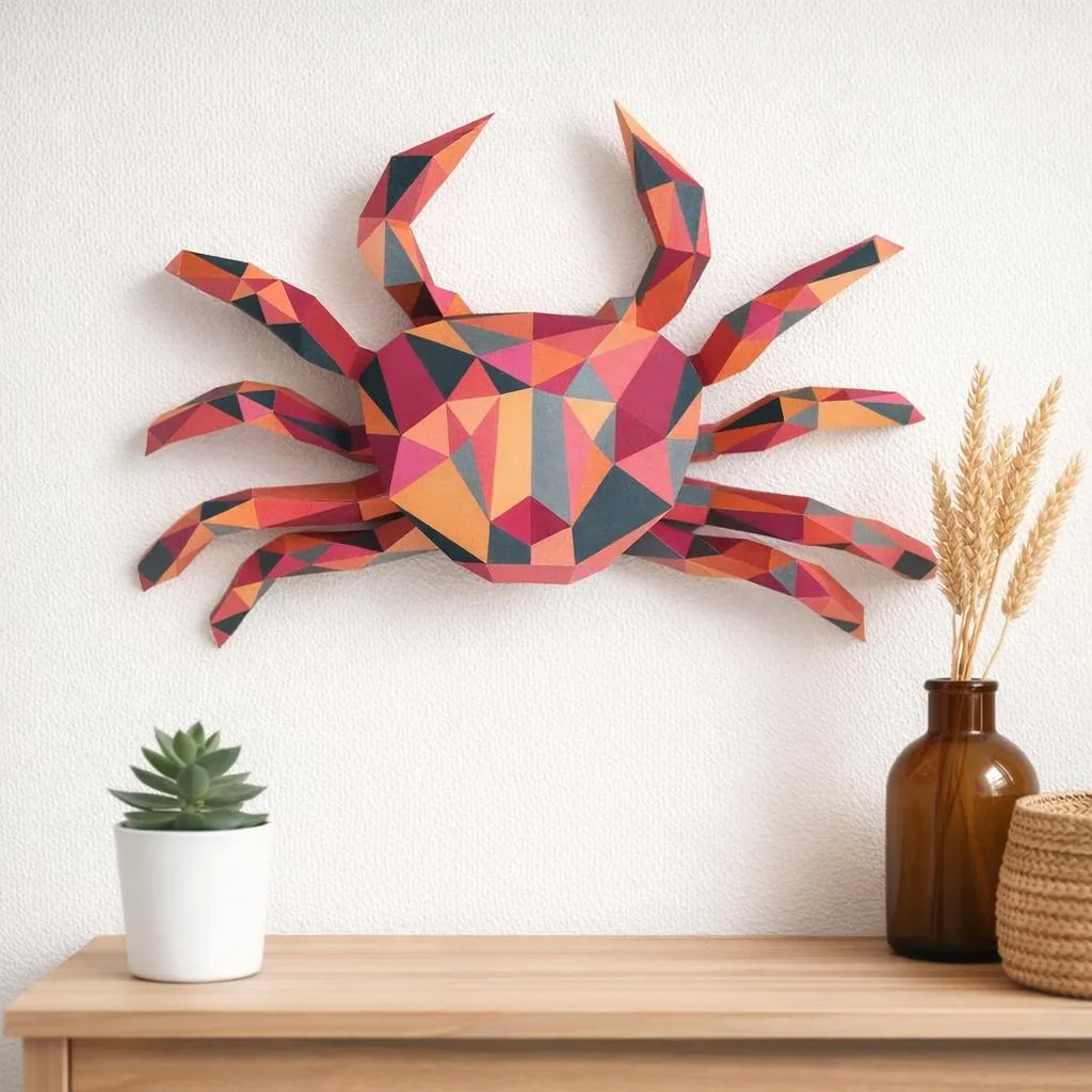 Papercraft de caranguejo em origami 3D