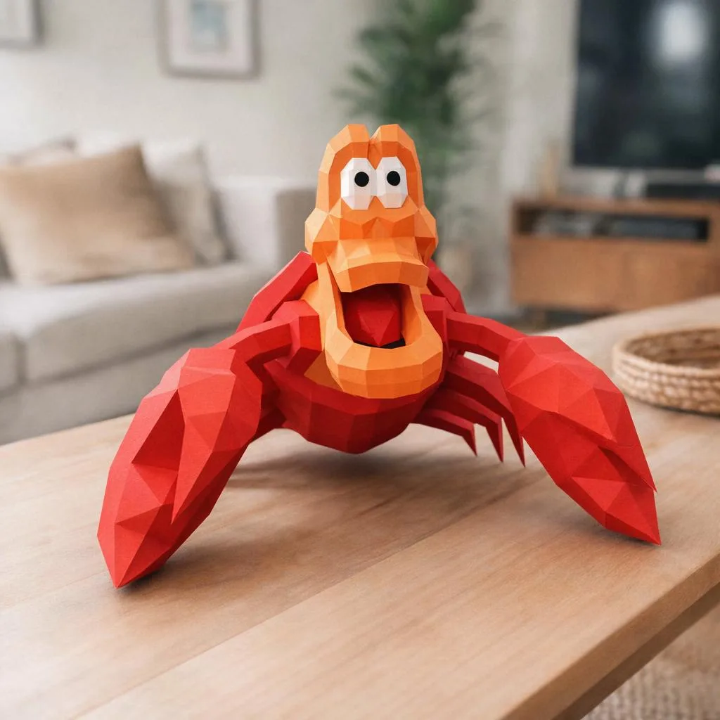 Papercraft de caranguejo Sebastian em origami