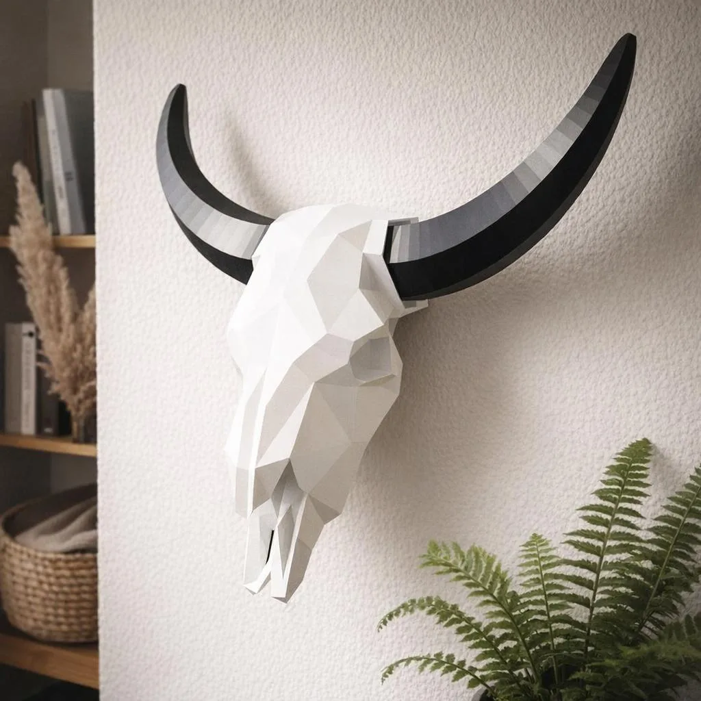 Papercraft di teschio di bisonte in origami 3D