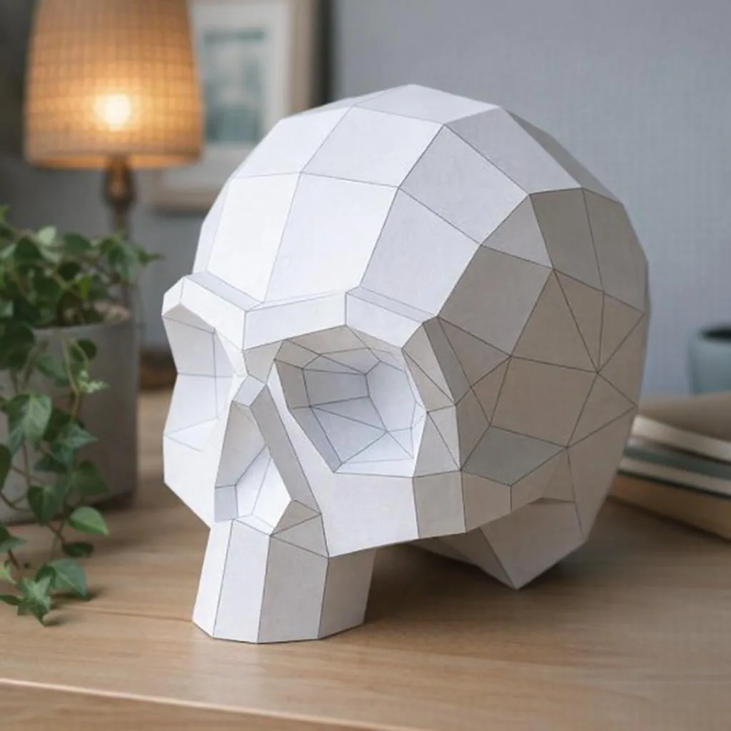 Kostenloses Papercraft eines menschlichen Schädels