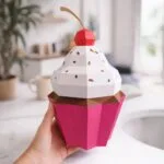 Papercraft 3D van cupcake - Origami patronen, weergave 2