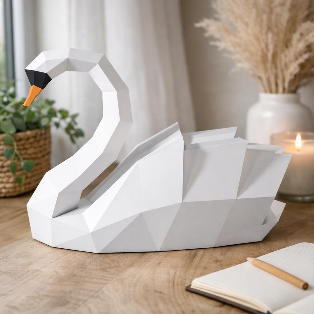 Papercraft de cygne en origami 3D