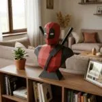 Papercraft buste de Deadpool sur socle en origami 3D
