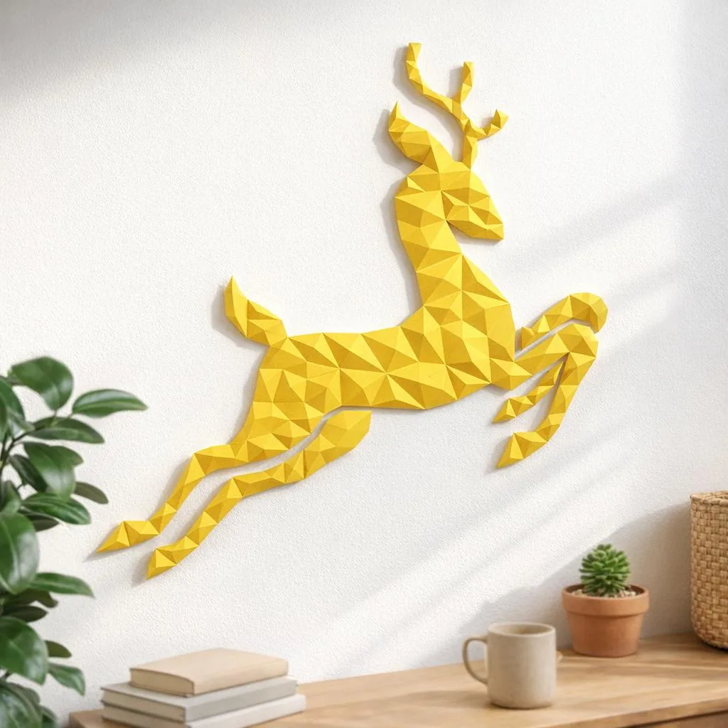 Geometric Deer Wall Papercraft Origami PDF