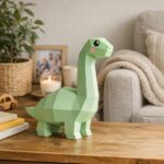 Papercraft eines langhalsigen Dinosauriers im 3D-Origami