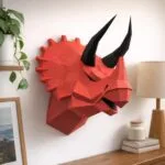 Papercraft de dinosaure tête de tricératops murale en origami