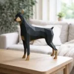 Papercraft de Doberman Pinscher en origami 3D