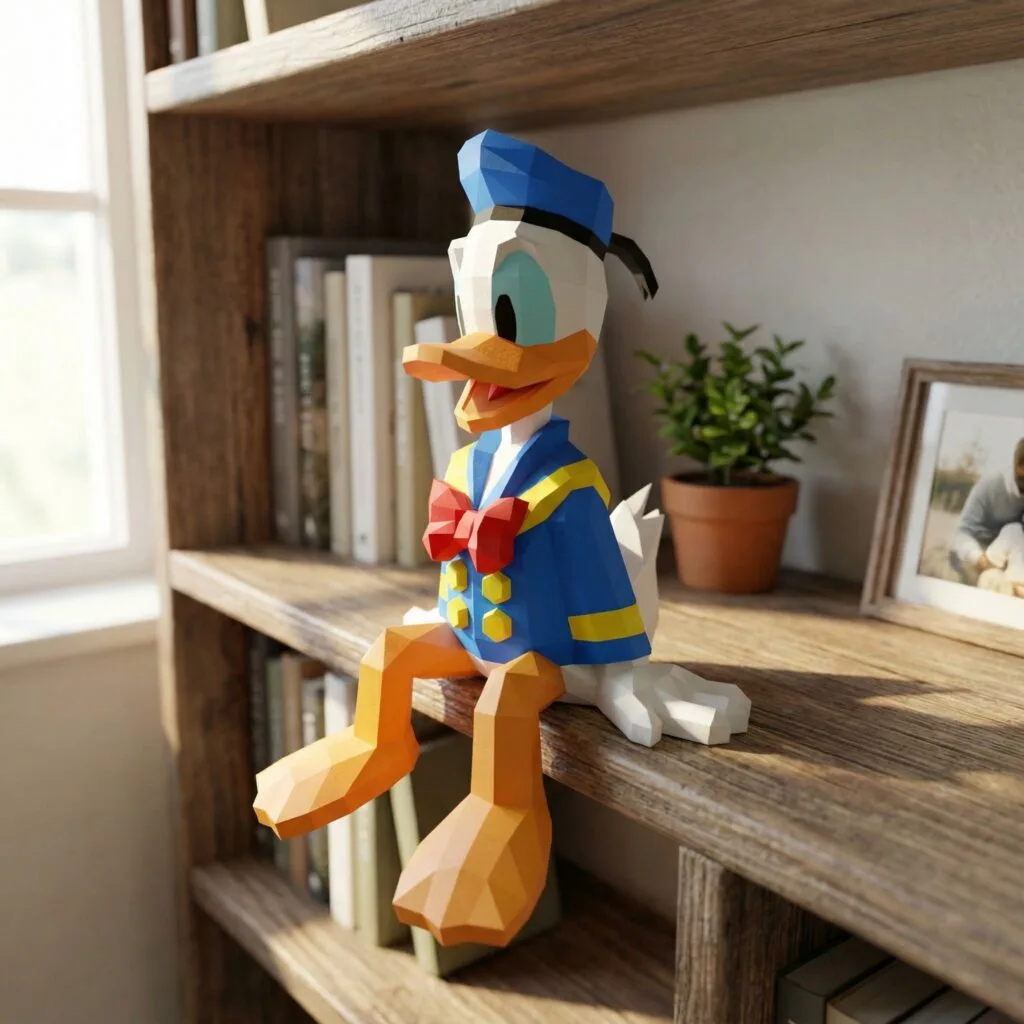 Papercraft von Donald Duck als 3D-Origami