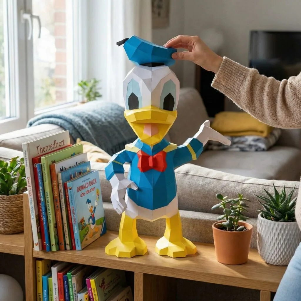 Papercraft di Paperino in piedi in origami 3D