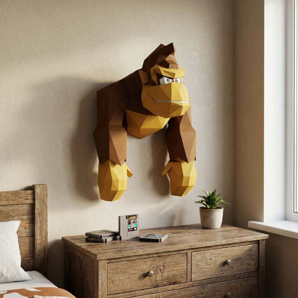 Papercraft de Donkey Kong en origami 3D