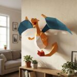 Papercraft de Dracaufeu mural en origami 3D