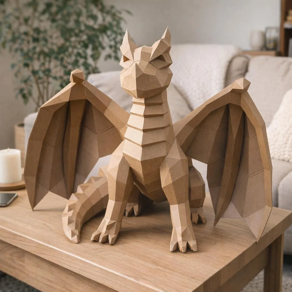 Papercraft-Drache als 3D-Origami