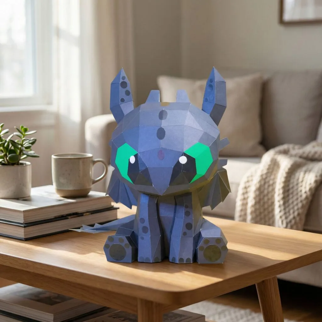Papercraft Nachtfury-Drache als Origami