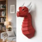 Papercraft de dragon mural en origami