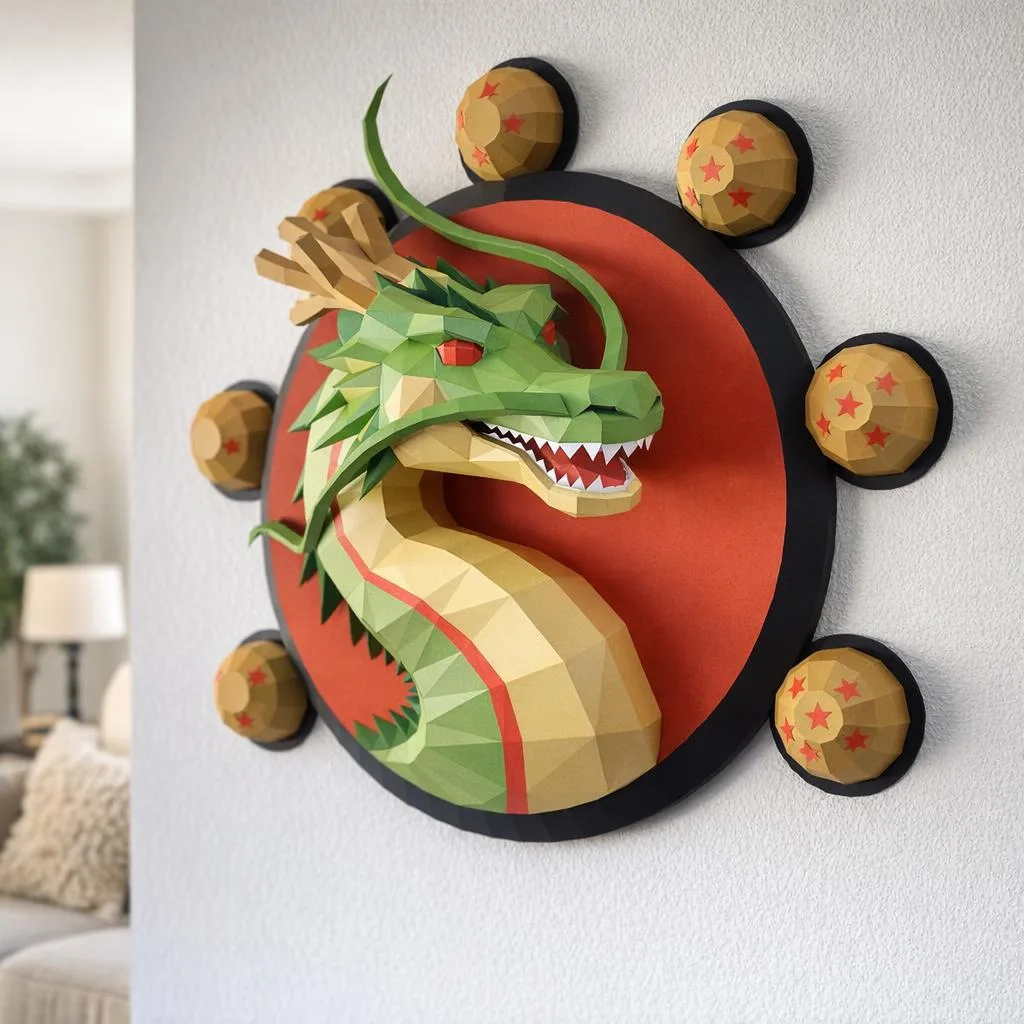 Papercraft Shenron Shenlong Drache als Origami