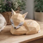 Papercraft de faon endormi et allongé en origami 3D
