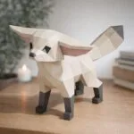 Papercraft di fennec in piedi in origami
