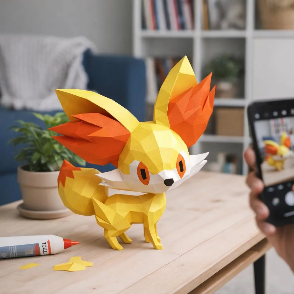 3D Origami Papercraft Fennekin Pokémon
