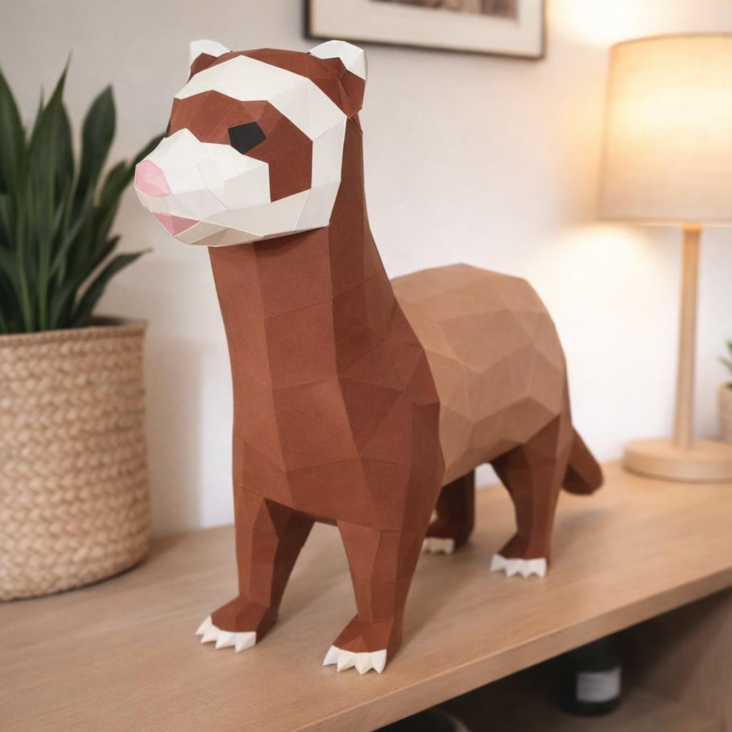 Papercraft de furet en origami 3D