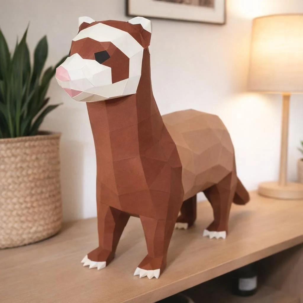 Papercraft Frettchen als Origami 3D