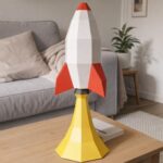 Papercraft de foguete em origami 3D